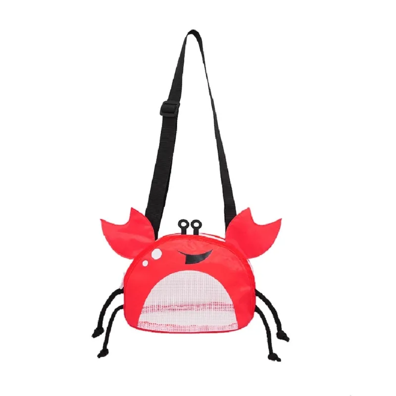 Cute Crab Beach Mesh Bag - Lightweight Shell & Toy Collector Bag For Kids (Foldable, Adjustable Strap, 18x10x15cm) - View #12