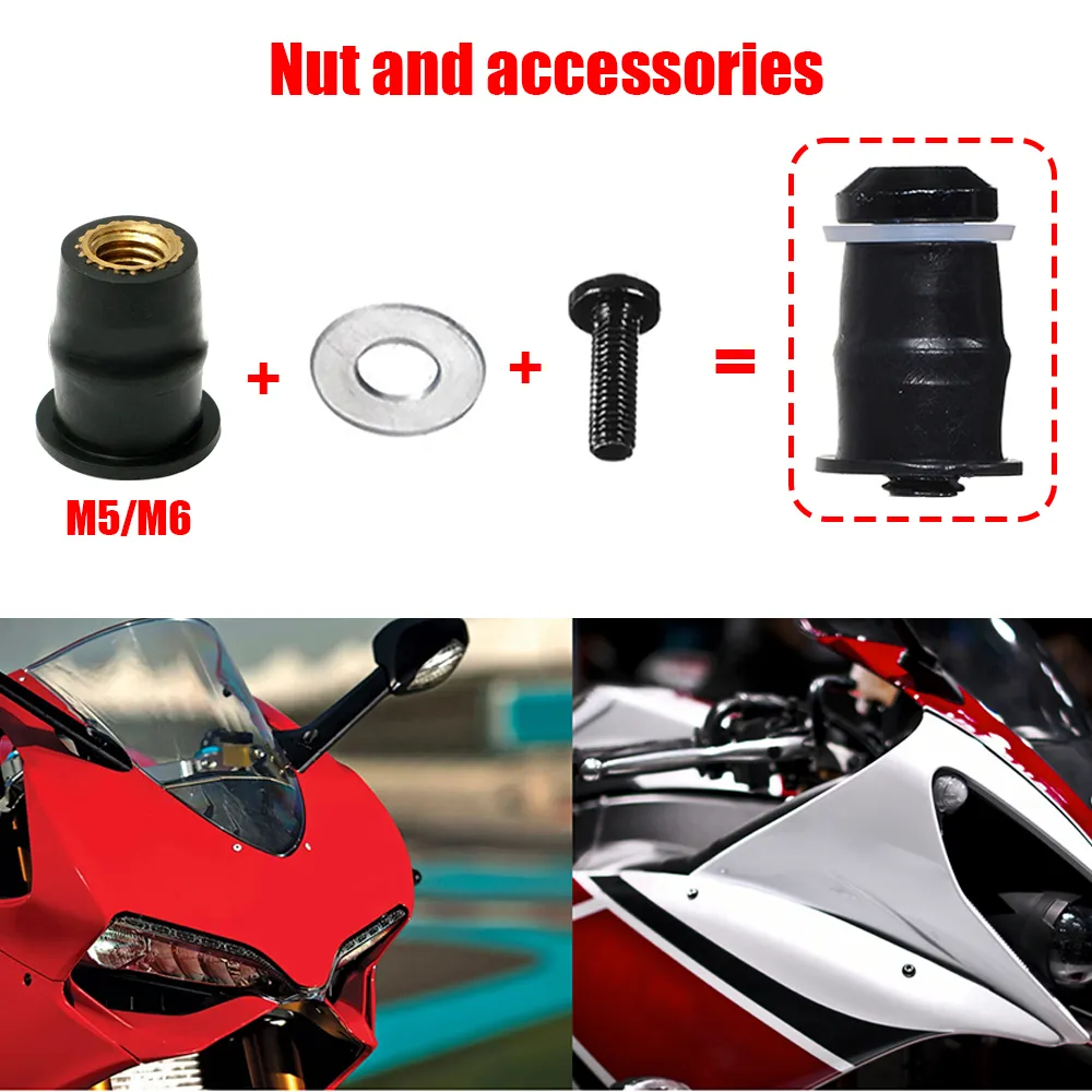 10-Pack Windscreen Bolts & Wellnuts Kit – Fits Kawasaki, Honda, Suzuki, Yamaha & More