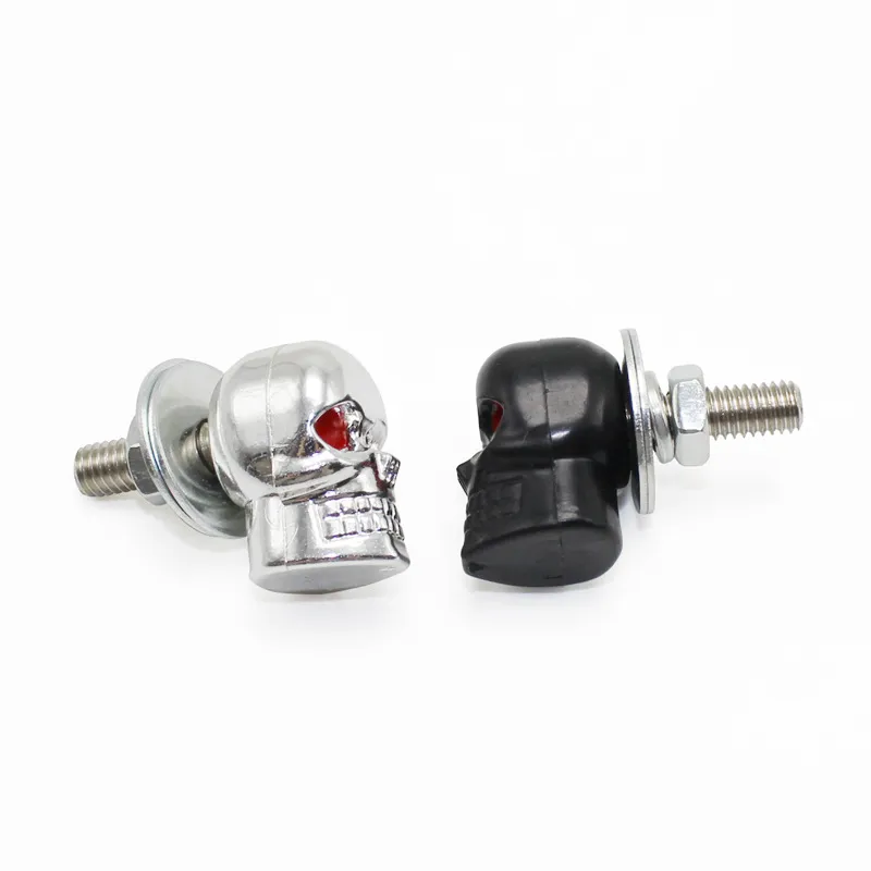 CCP Custom Parts 4x Chrome Spike Red LED License Plate Frame Bolts For Motorcycles