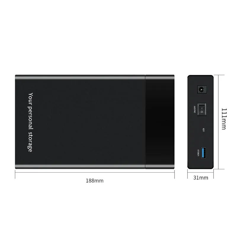 3.5 inch HDD SDD Case USB 3.0 to SATA III 6Gbps External Enclosure Hard Drive Box Support 3.5/2.5" Laptop Desktop Hard Disk