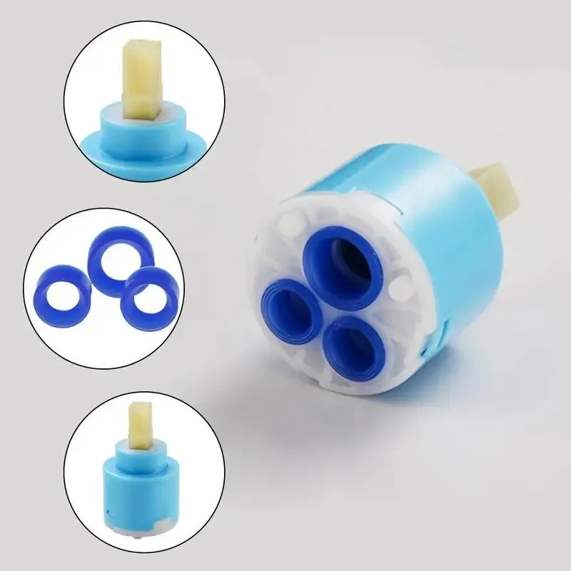 35mm/40mm Ceramic Disc Cartridge Water Mixer - Blue PP Plastic Faucet Valve Replacement For Kitchen & Bathroom