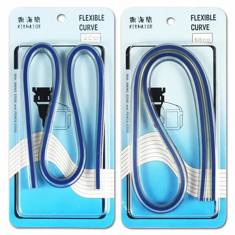 30/40/50/60/75/90CM Plastic Flexible Curve Ruler Bending Ruler OEM Plastic For Art Painting & Engineering Design Blue Ruler