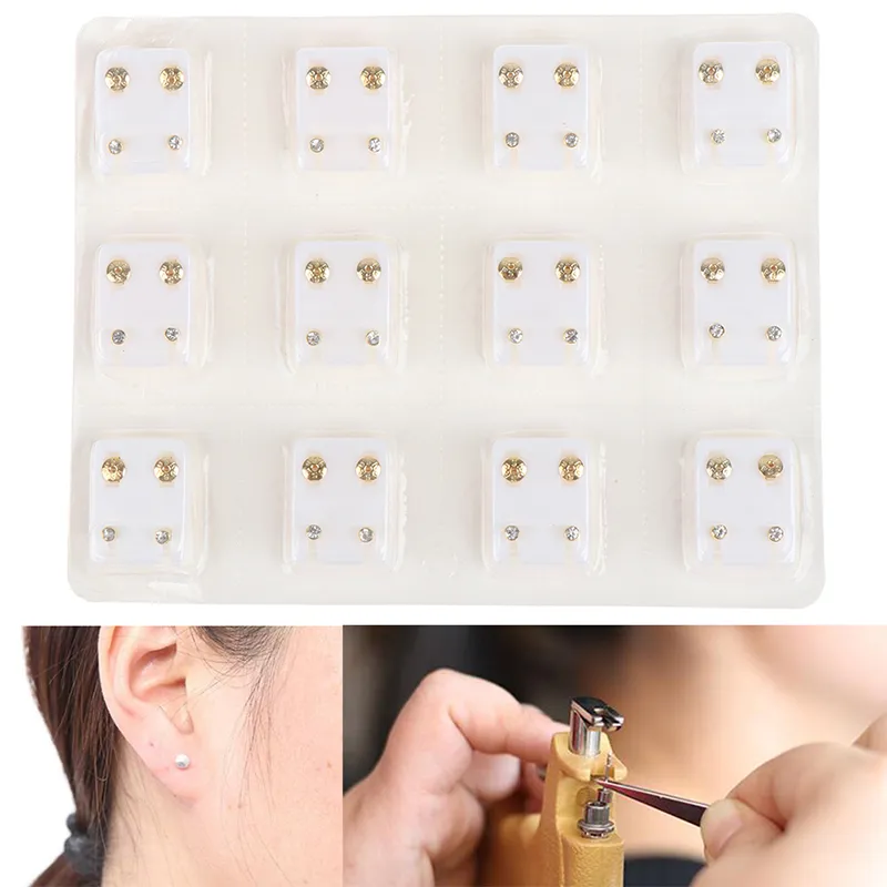 Medical Grade Stainless Steel Ear Piercing Kit 12 Pairs Hypoallergenic Stud Earrings Set for Sensitive Ears