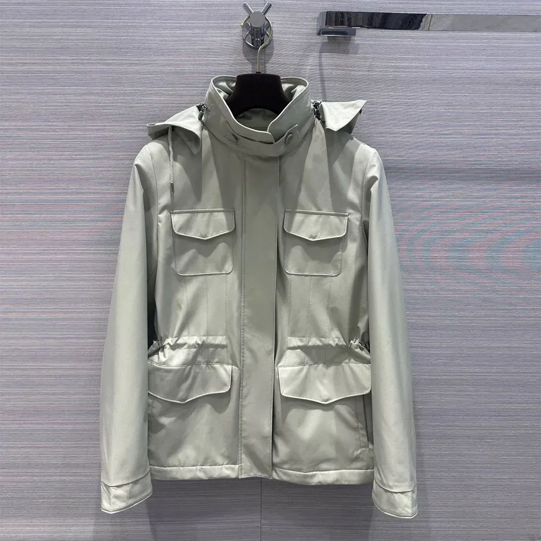 Long Sleeve Hooded Belt Windbreaker Jacket Long Sleeve Hooded Belt Windbreaker Jacket