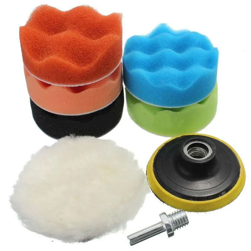 8-Piece Car Polishing Pad Set - 3/4/5/6/7 Inch Self-Adhesive Buffing Pads For Waxing & Polishing