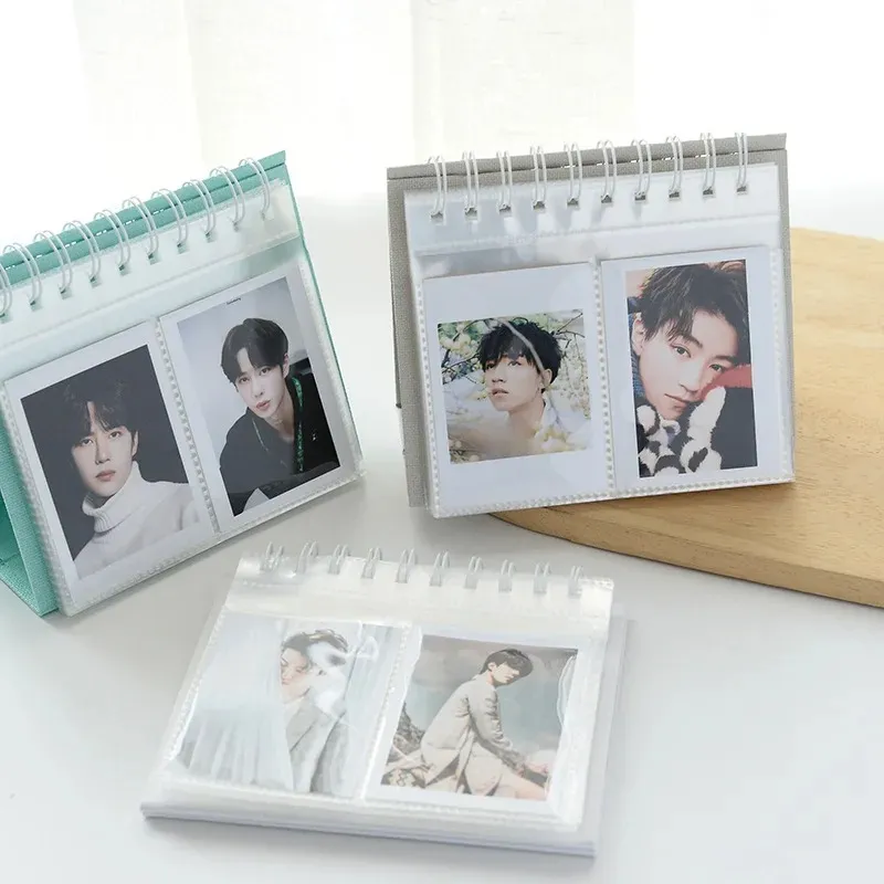 Mini Photo Album Desk Calendar 3-inch Instax Polaroid Album, Kpop Card  Binder Holder, Standing Desktop Display (68 Pockets)