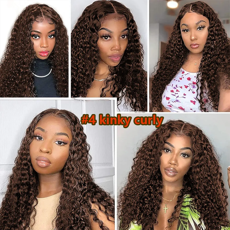 4 Chocolate Brown Kinky Curly Clip Ins Human Hair Extensions  display picture 1