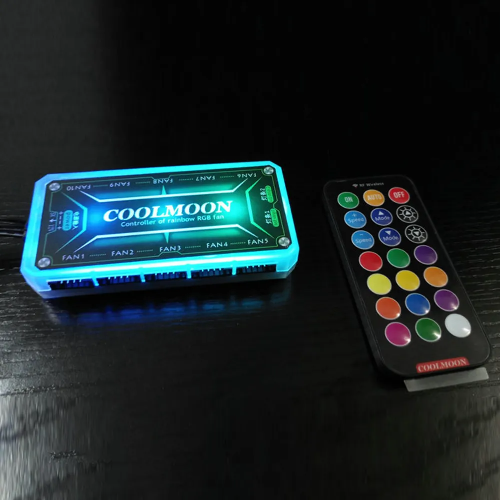 COOLMOON RGB Fan Remote Controller 12V 5A 6Pin ARGB Cooler Fan Hub For ...