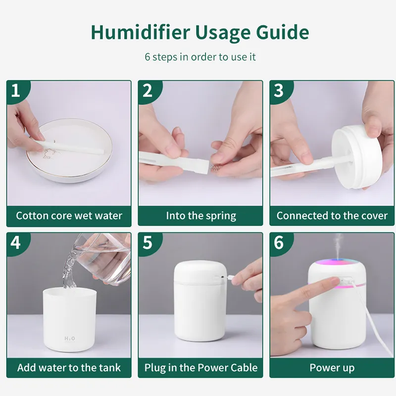 Mini Travel Mist Machine USB Rechargeable Mini LED Cool Mist fogger machine with Aroma Diffuser ...