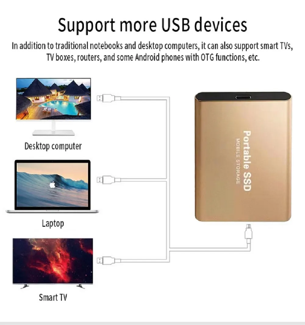 external hard drive 1TB Portable SSD 2TB High Speed Solid State Drive M.2 external ssd 500gb EXTERNAL HARD DISK for Laptop/Phone