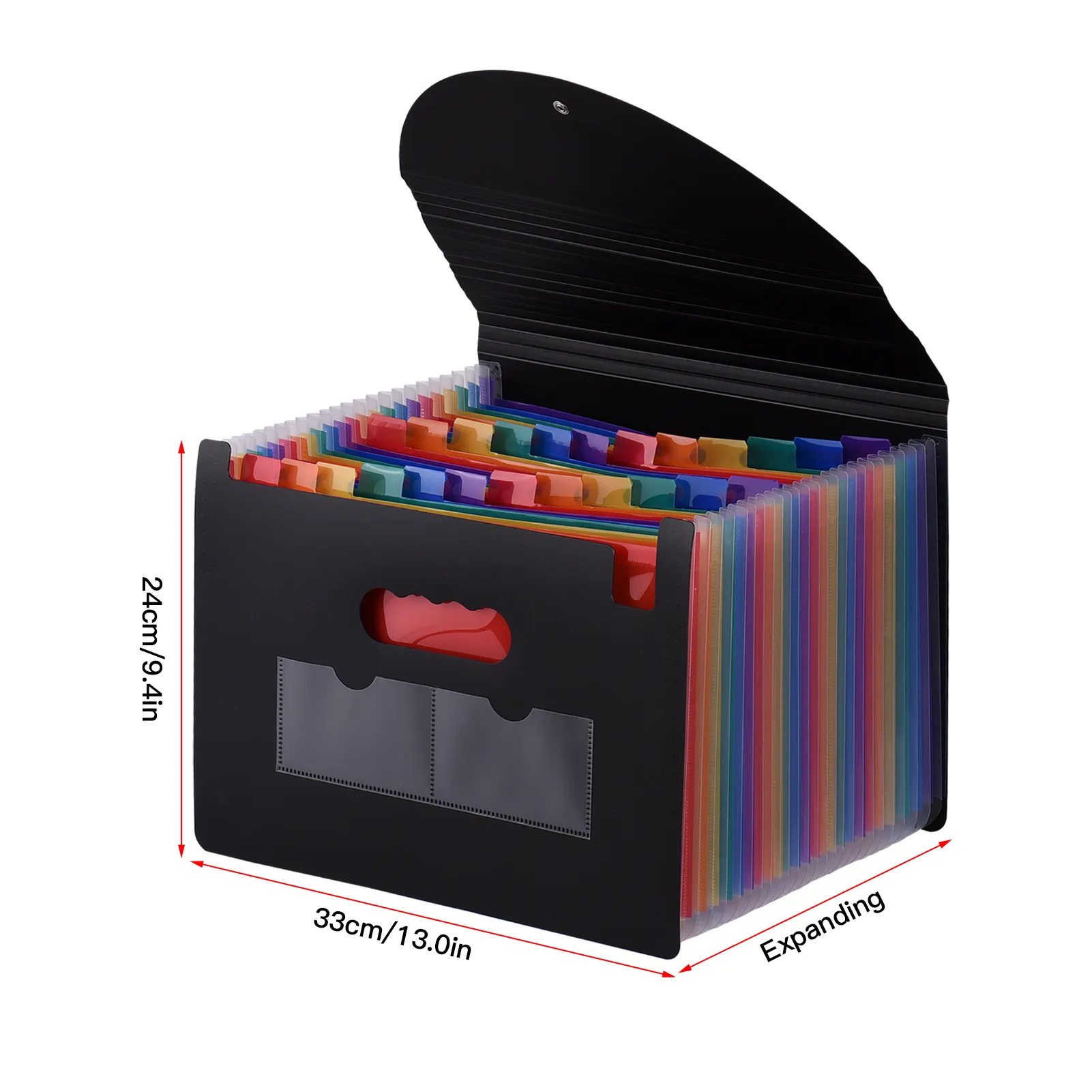 13-Pocket Accordion File Organizer – Expandable Folder For Bills, Receipts & Documents, A4/Letter Size, Tear-Resistant PP, Black - View #2