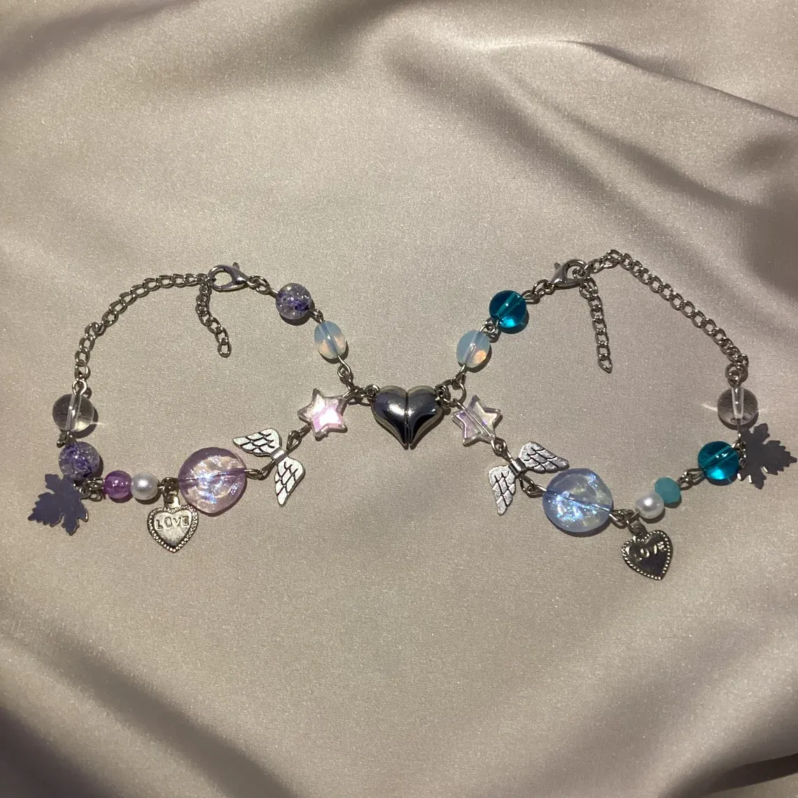 Matching Magnetic Charm Bracelet Set Friendship Jewelry, Aesthetic