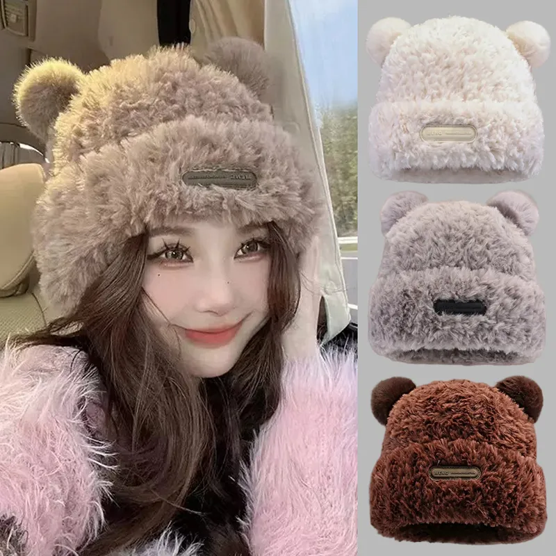 DHgate.com:Cozy Winter Faux Fur Knit Beanie with Soft Plush