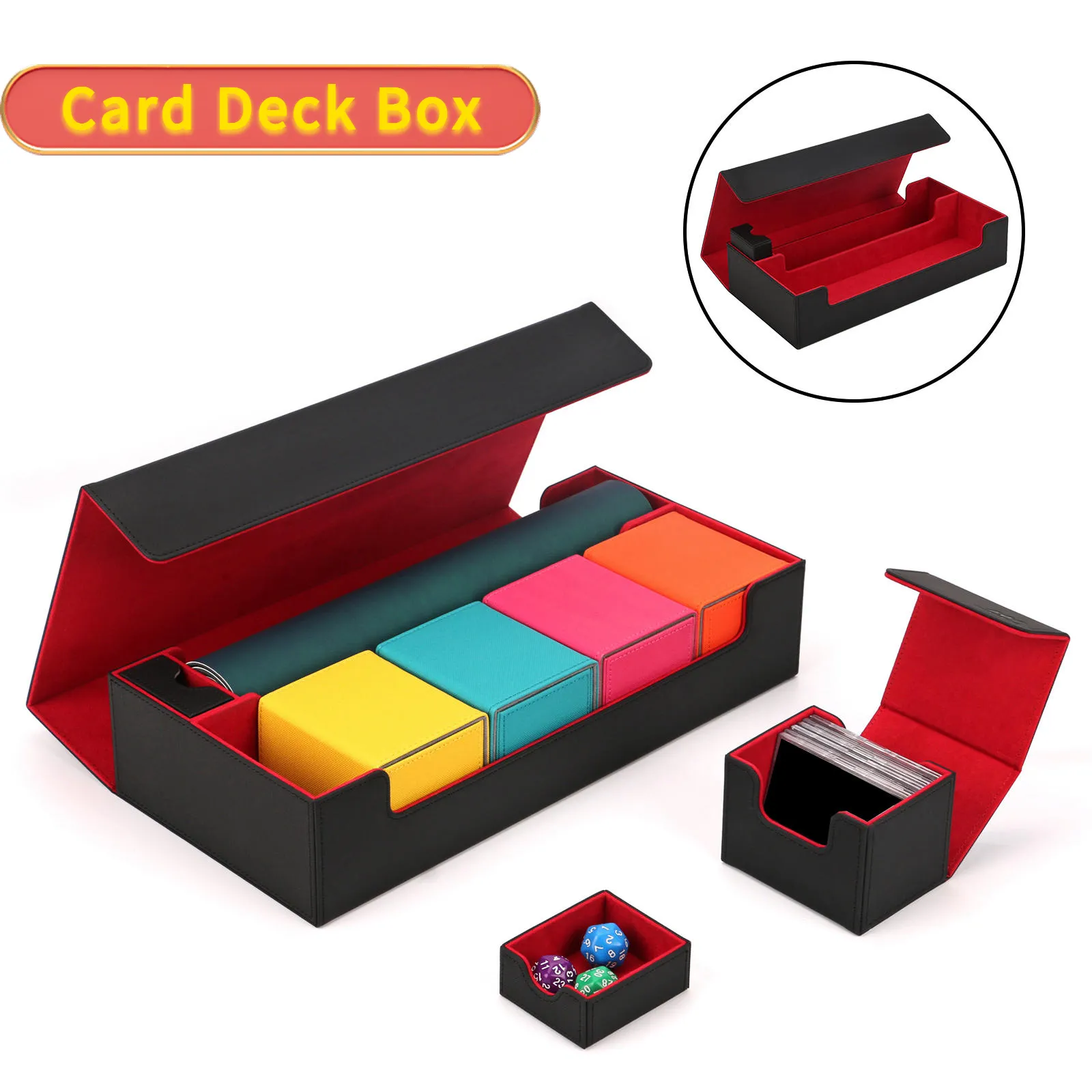 mtg card holders Amazon.com: Kabinka Card Deck Box for MTG Commander, Holds 400+  Double-Sleeved Cards, 5 IN 1 Detachable Card Case with Dice Tray, Fits  Magic/TCG Cards, 4 Magnetic Card Holders & Dividers (Black) :