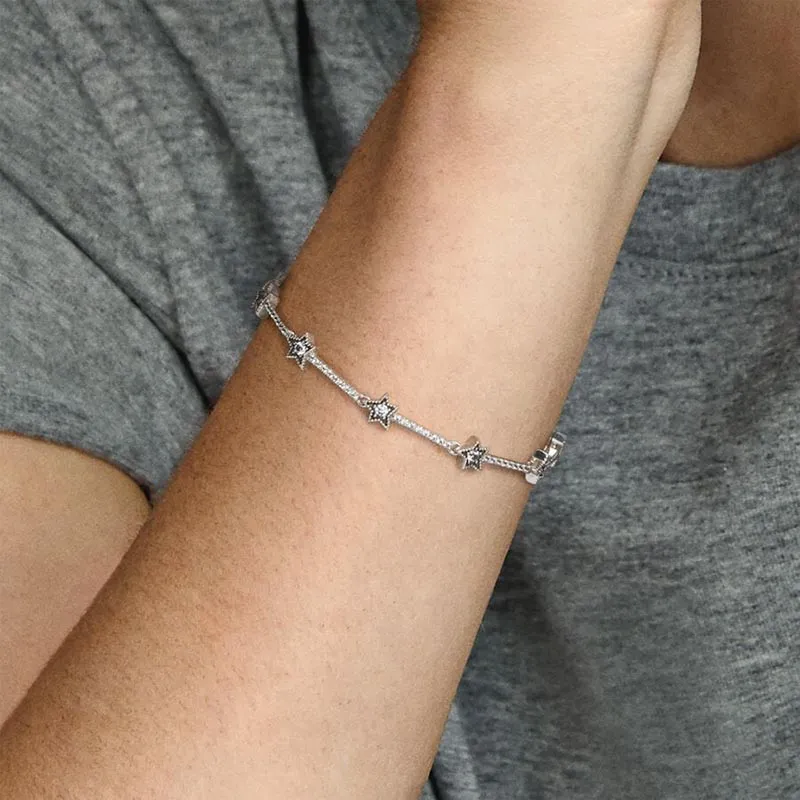 DHgate Pandora Celestial Stars Bracelet 925 Sterling Silver Womens Luxury Wedding Jewelry Designer Diamond Chain Bracelet with Original Box Jewelry