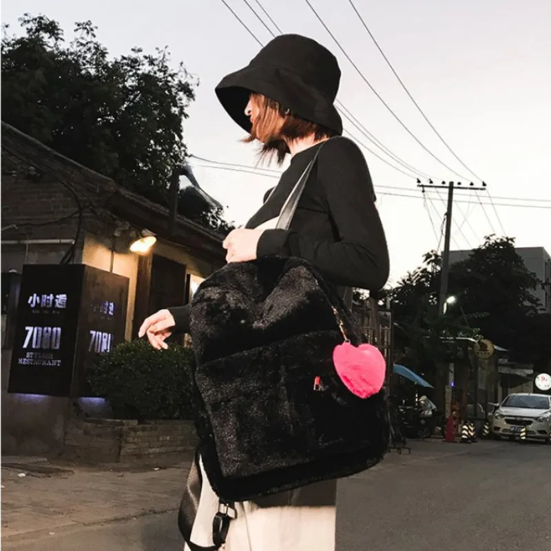 Street Style Japanese Fashion Backpack 2024Fluffy Kawaii Backpacks