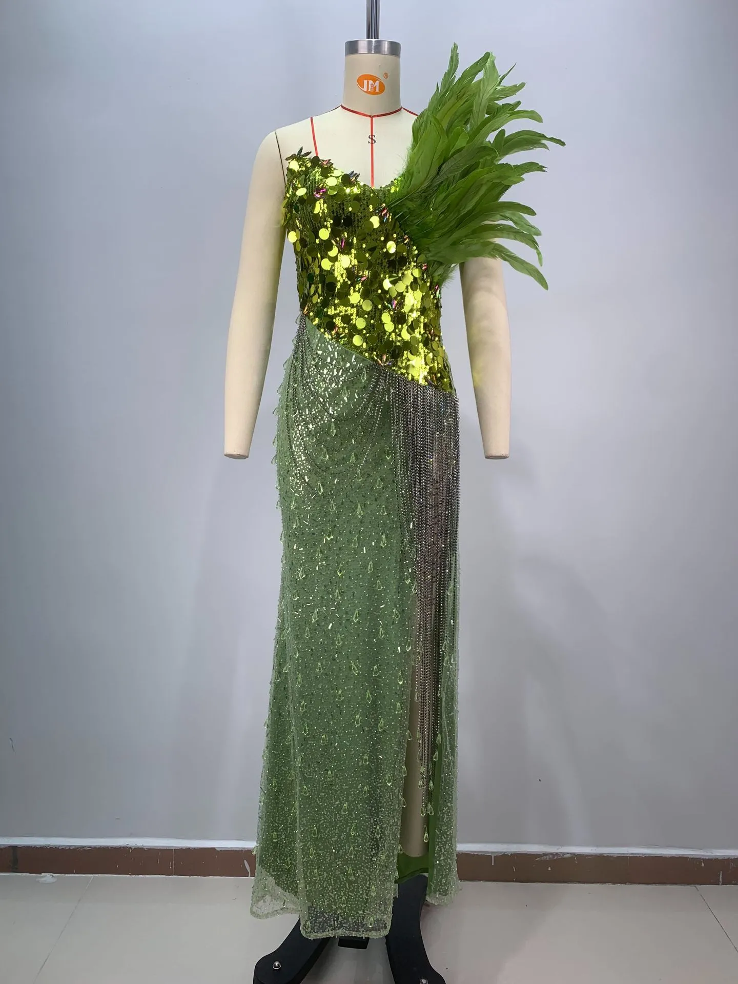 Green sequin strapless sheath evening dress with high slit ankle-length  polyester spandex from Dhgate Urban Sexy Dresses - price 386.03