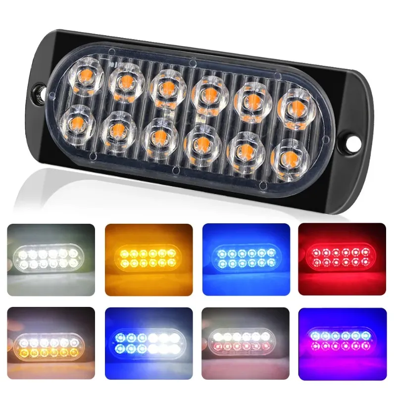 12V 24V Cars 12LED Strobe Beacon Warning Light for Truck Yellow White 12V 24V Cars 12LED Strobe Beacon Warning Light for Truck Yellow White