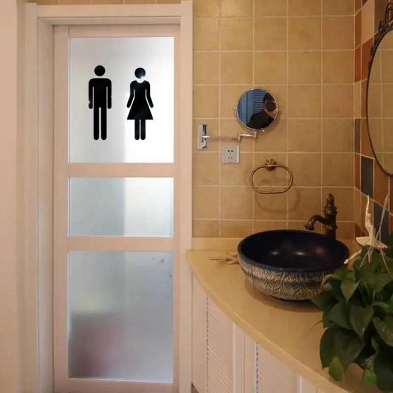 thumbnail interactive-video image 1 of Bathroom Stickers For Door, Acrylic Adhesive Men And Women 1 of 14