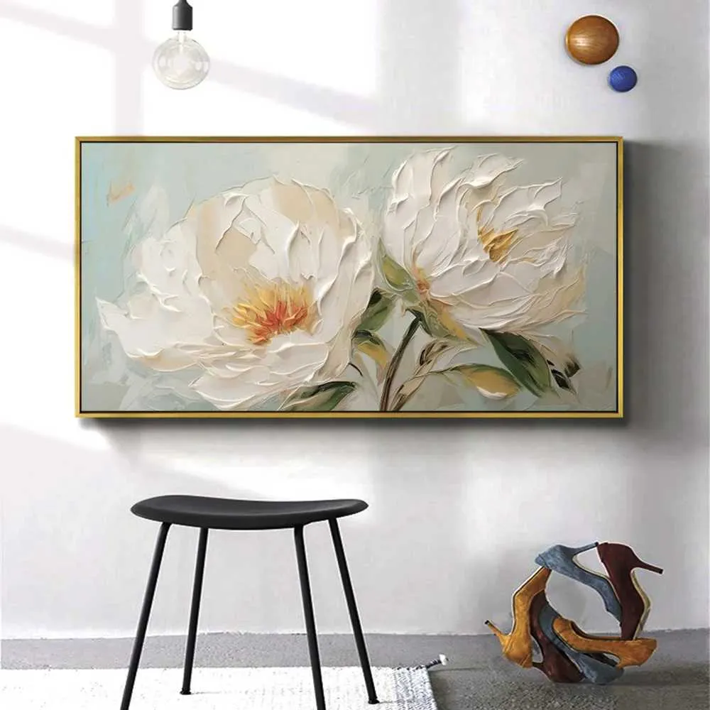 絵画 flk041138 Abstract Gold Flower Oil Painting on Canvas - Floral Wall