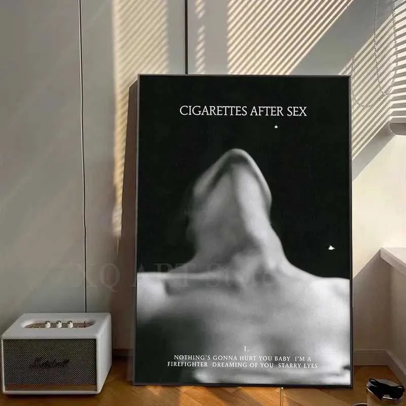 Modern Women Cigarettes After Sex Black Canvas Abstract Floral Wall Art  Painting for Living Room