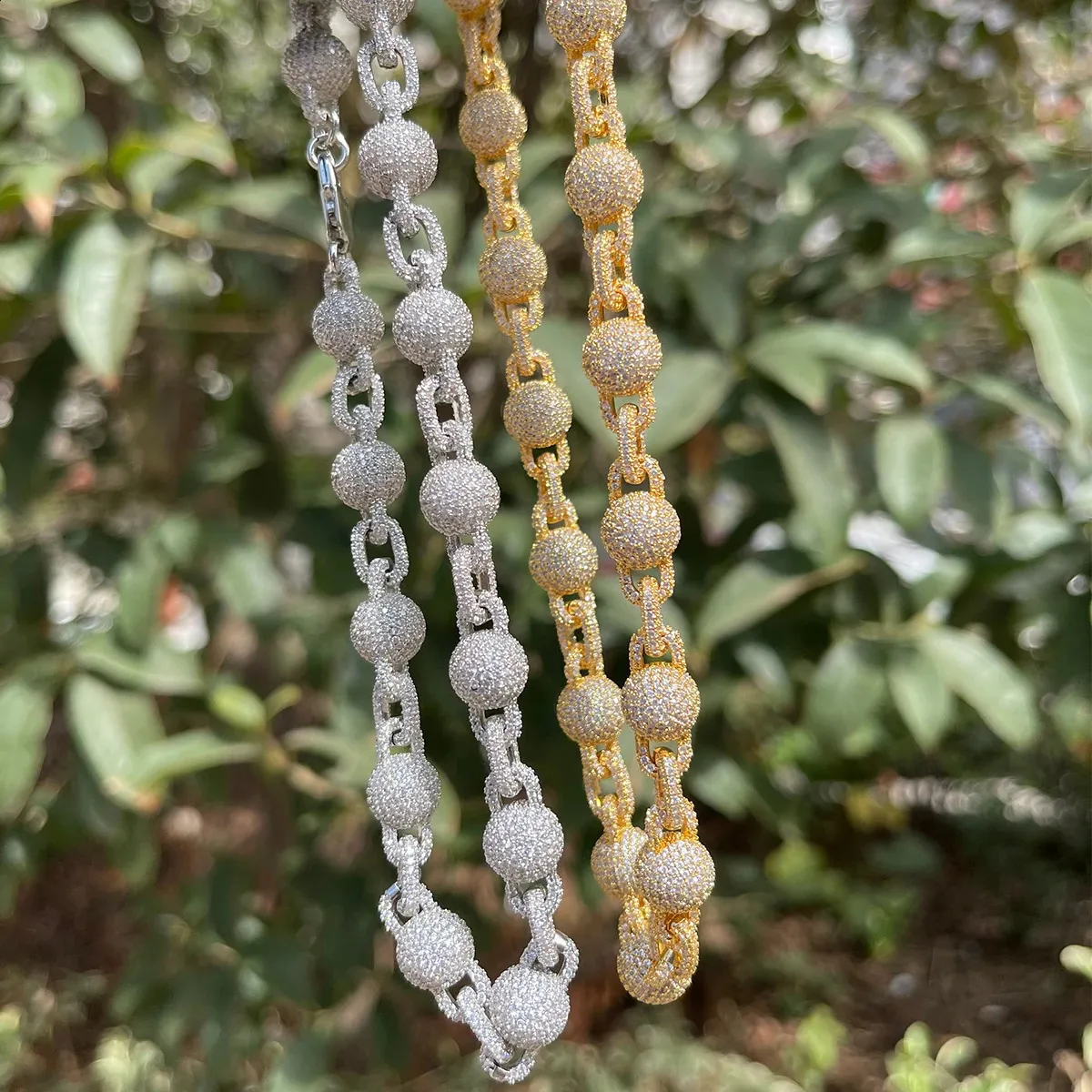 Iced Out Bubble Letter Pendant Necklace - Mens Hip Hop Ball