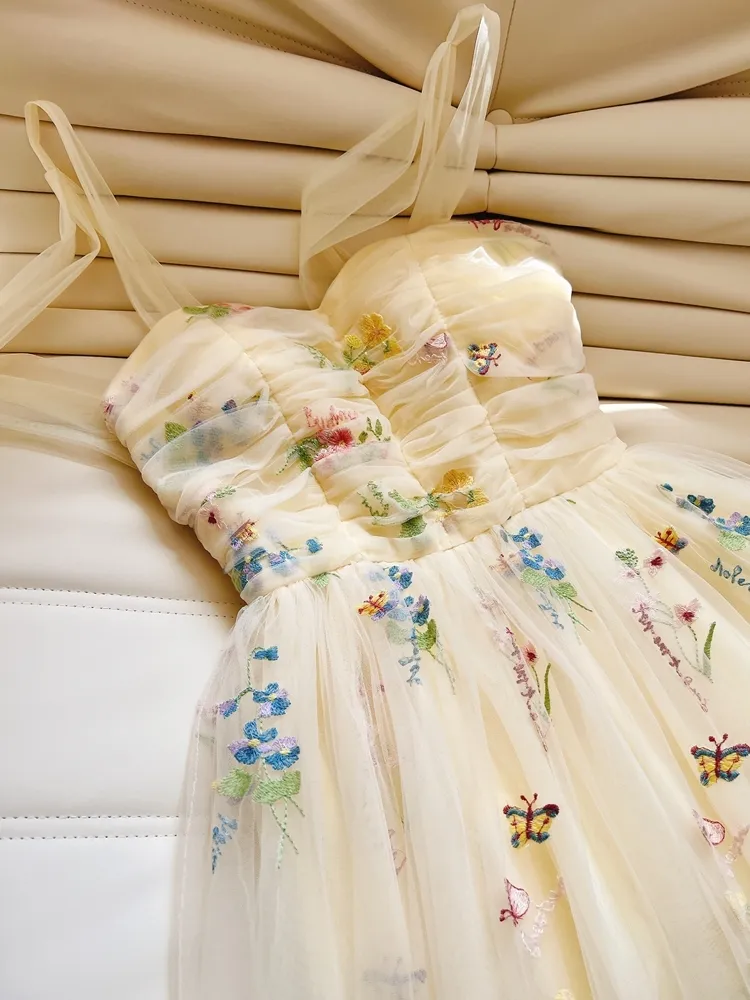 Spring Summer Multicolor Floral Embroidery Tulle... From Risabeira, $81.64  | DHgate.Com