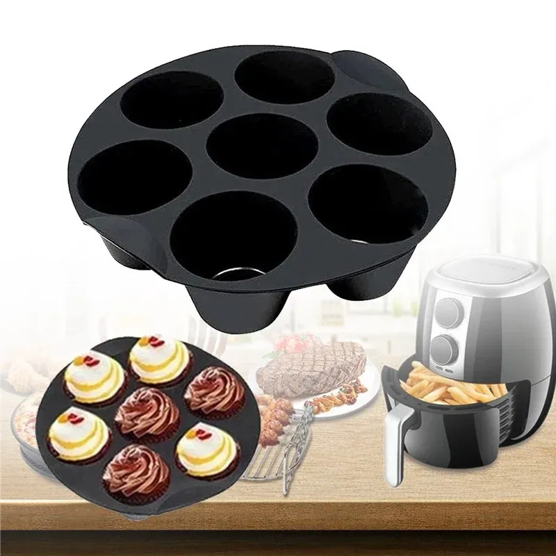 7-Hole Round Muffin Cupcake Baking Set for Air Fryers Premium