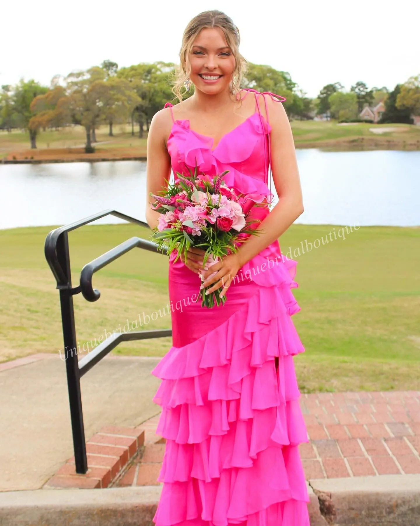 strapless open back dress Daisy Square Neck Fit & Flare Mini Dress • Shop American Threads Pink / L main image 1
