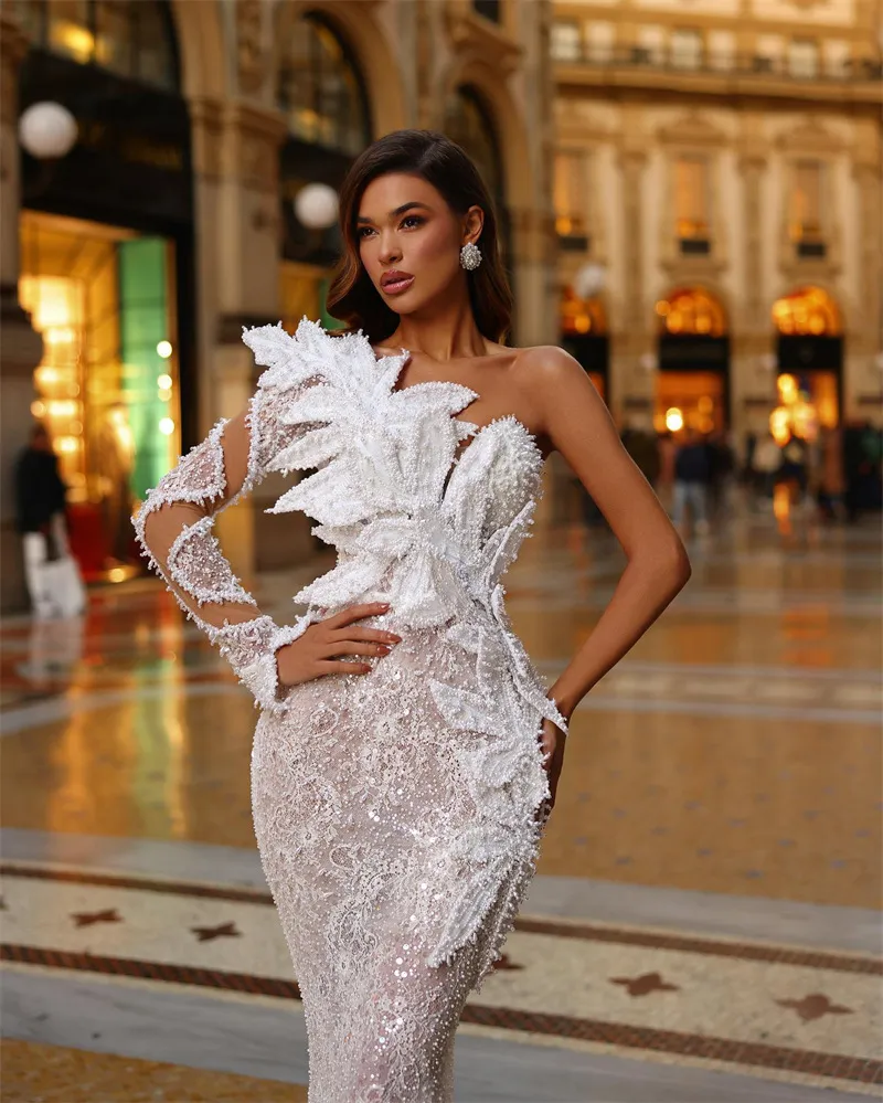 open lace back dress Ambrely One-Shoulder Sequin Maxi Dress White– Selfie Leslie