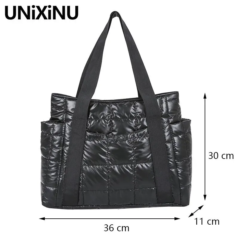 Hit Quilted Brand Female Shoulder For Shopper Designer Nylon Down Handbags  Evening Bags Winter Ultra-Light Warm Women's Tote Bag