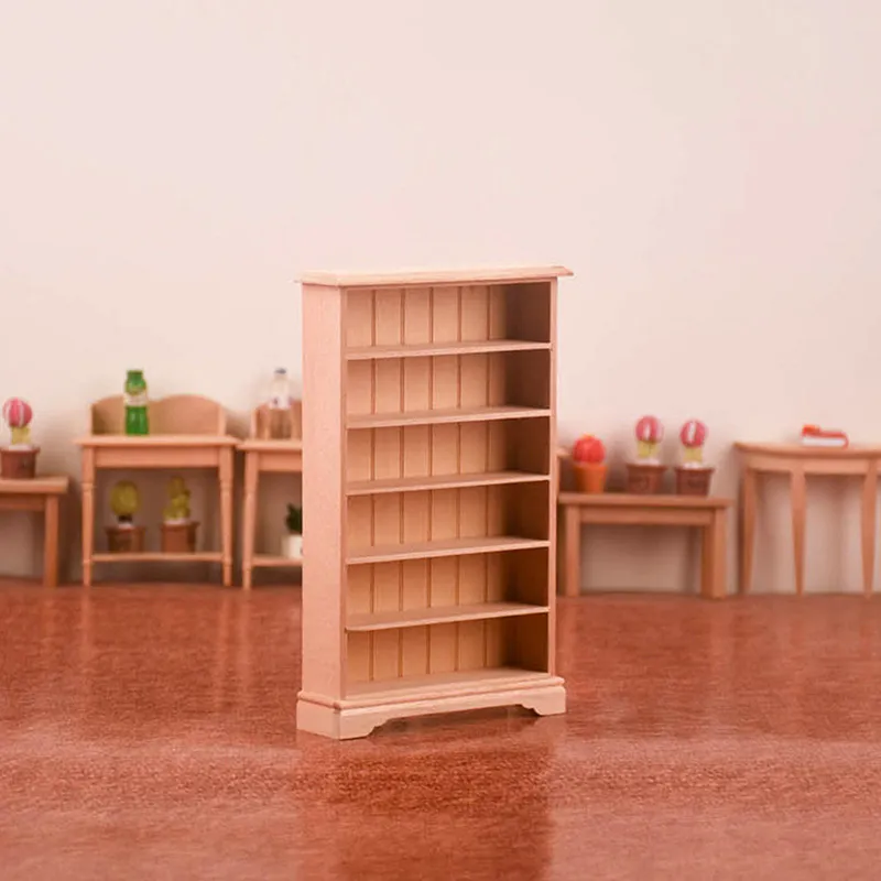 Doll House Bookshelf Miniature Dollhouse Furniture Kit, Wooden