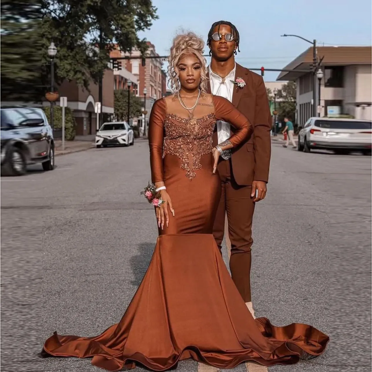 Elegant Mermaid Prom Dress 2024 Crystal Beaded Long Sleeve Evening Gown Satin Graduation Dresses Formal Party Gowns Custom Plus Size From Veralovebridal 139.27 DHgate.Com