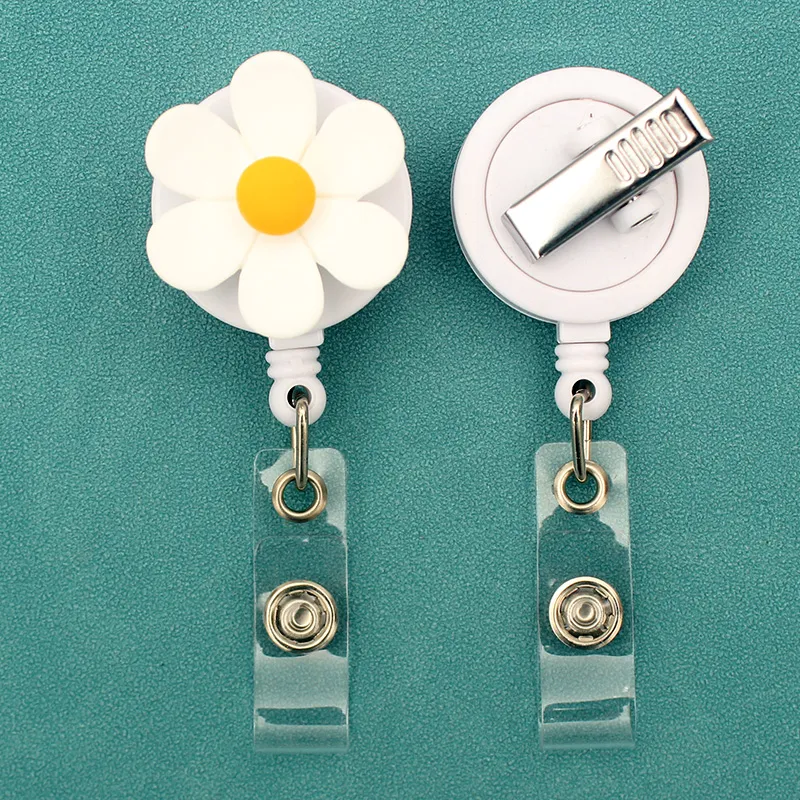 Blue Flower Badge Reel Silver Flower Badge Reel