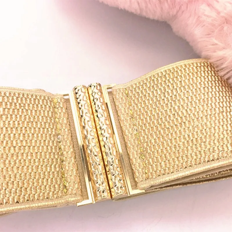 Gold Wide Corset Waist Belt Elastic Glittering Waspie Belt  display picture 1