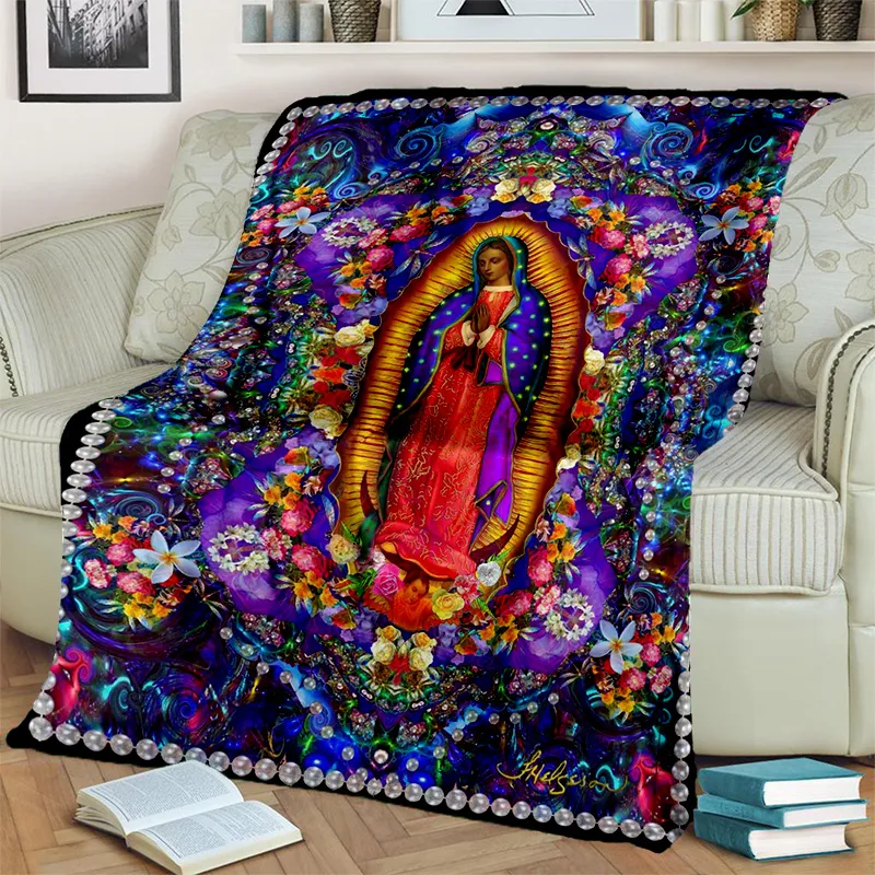 4K Ultra HD Soft Fleece Blanket | 3D Blessed Virgin Mary and