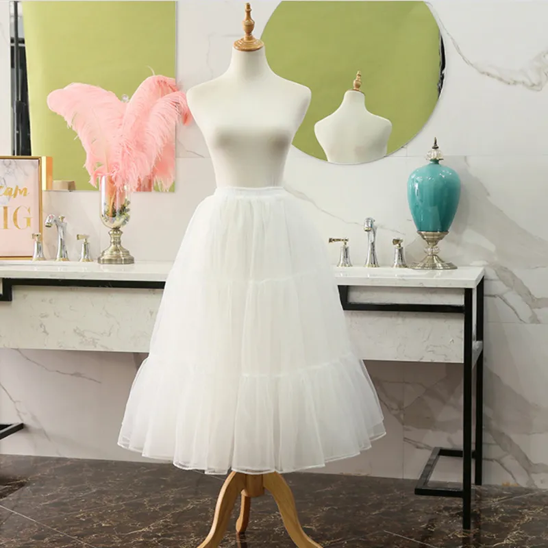 White Black Organza Plus Size 80cm Long Polyester Petticoat Underskirt for  Wedding Dress