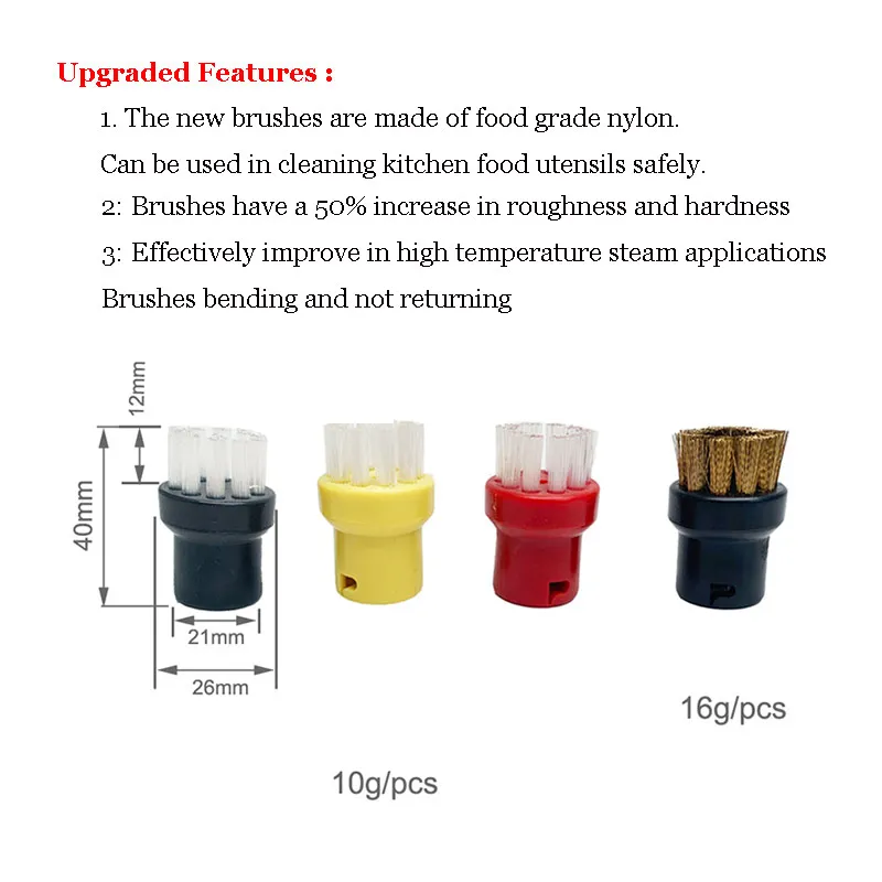 YUILI Nylon Round Brushes Nozzle Attachent for Karcher Stea Cleaner