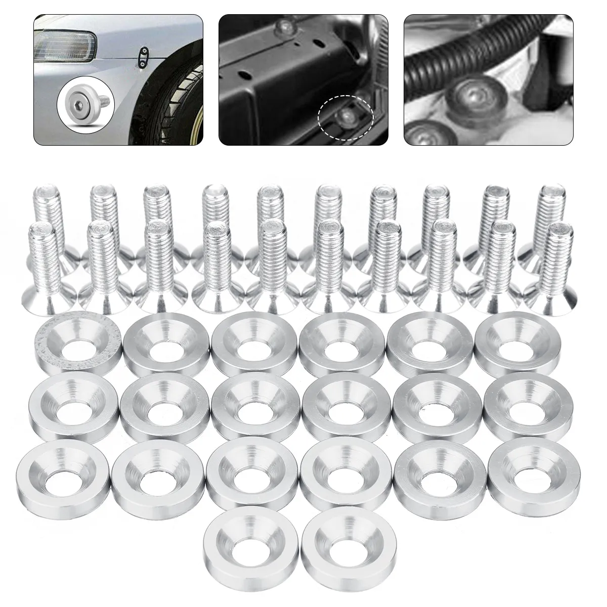20pcs CNC Aluminum Bumper Fender Washer Bolt Engine Bay Dress Up Kit M – AUTO GREENE