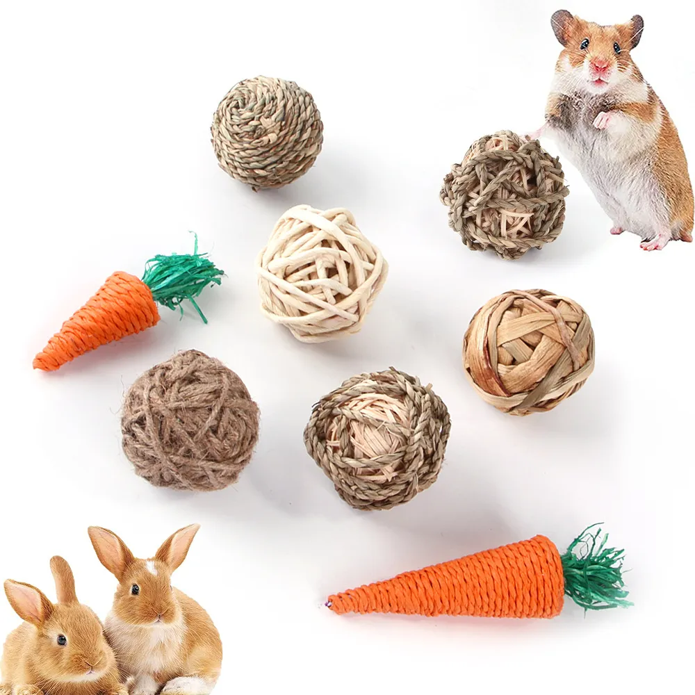 Simple Rabbit Chew Toy Bunny Chewing Toys Hemp Rope Ball - Natural Fiber Chew Toy for Small ...