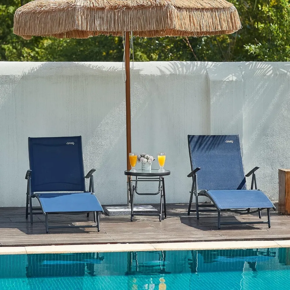 Outdoor Chaise Lounge Recliner Chairs for Patio Backyard Poolside Lawn Max. Load 300 lbs All Weather 2024 New Version