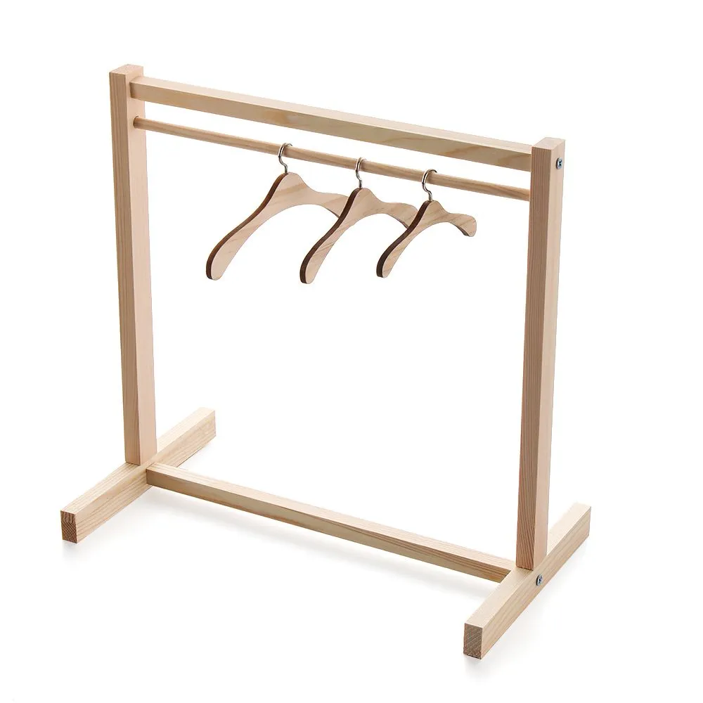 Porte-vêtements En Bois Pour Poupée Labubu - Cintre Et étagère Miniature - 6 Crochets - 5
