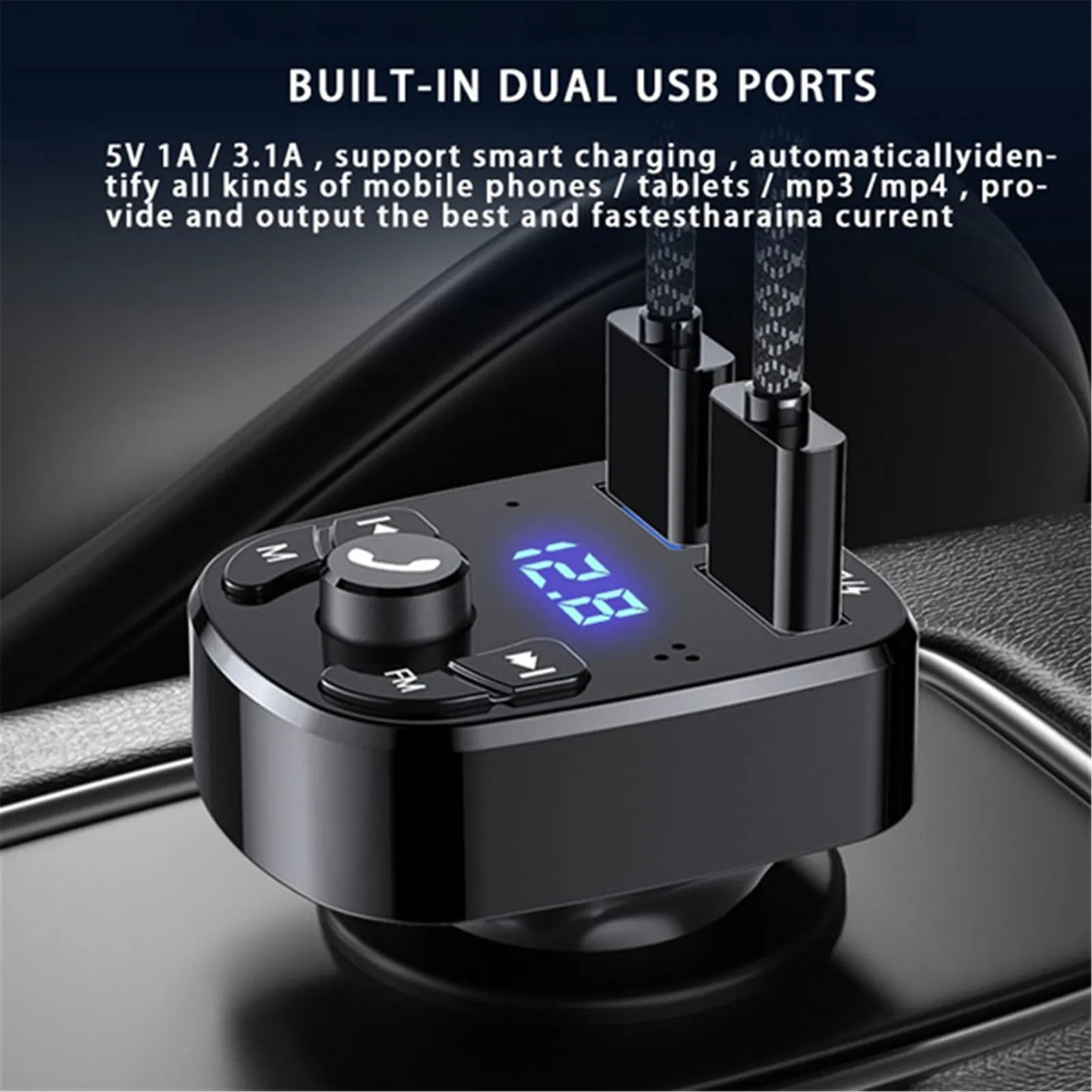 best cigarette lighter bluetooth transmitter Dual USB Bluetooth 5.0 FM Transmitter Car MP3 Player... From Ddmyday,  $19.13