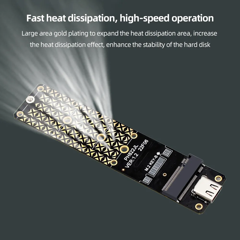 M.2 NGFF Hard Disk Adapter 10 Gbps Speed M.2 To USB3.1 Converter Reader JMS580 Chip Support 2230/2242/2260/2280 Size SSD