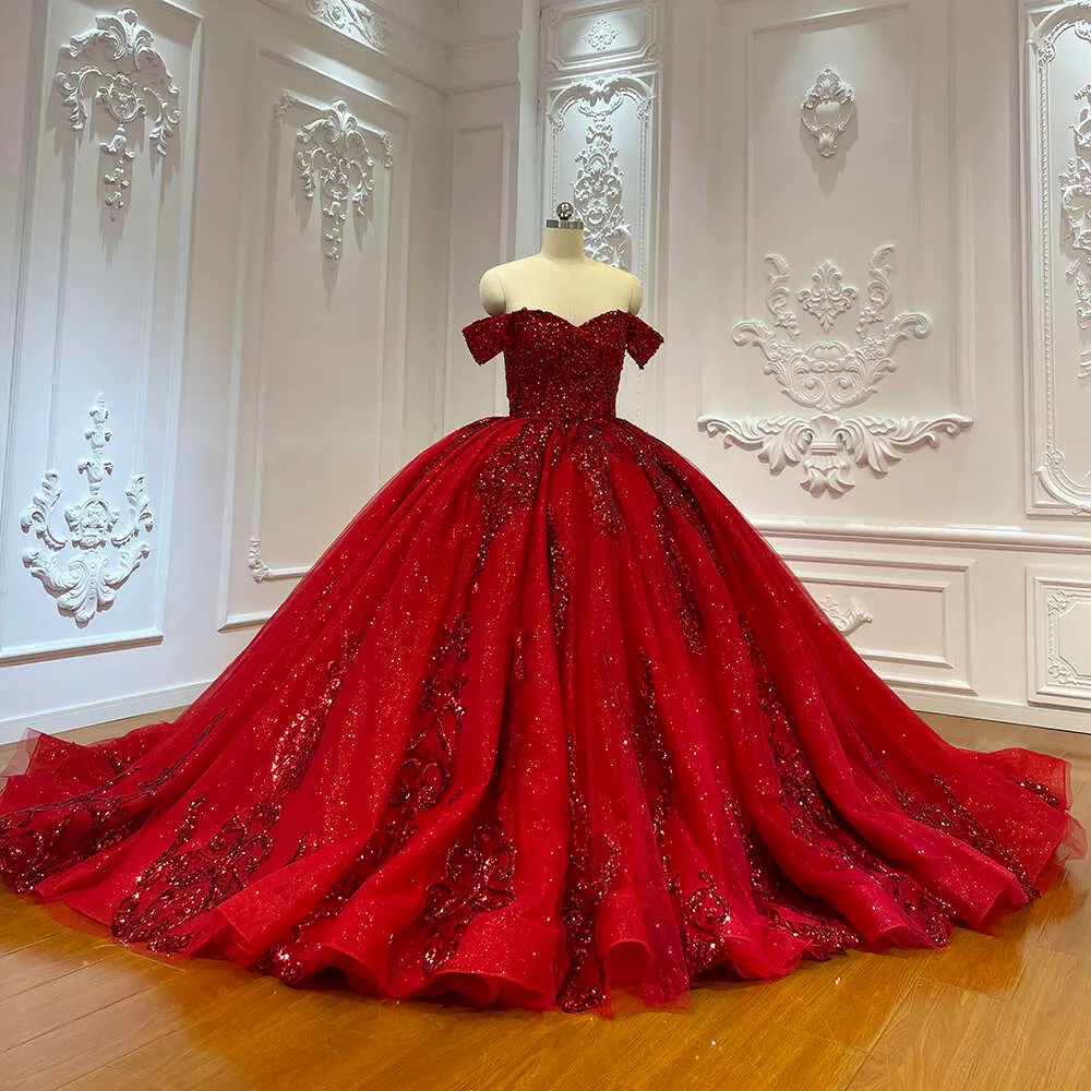Romantic Sweetheart Burgundy Dress for Wedding with Sparkling Sequins and Pearls - Long Ball Gown for Wedding Guests (Vestido de Novia)