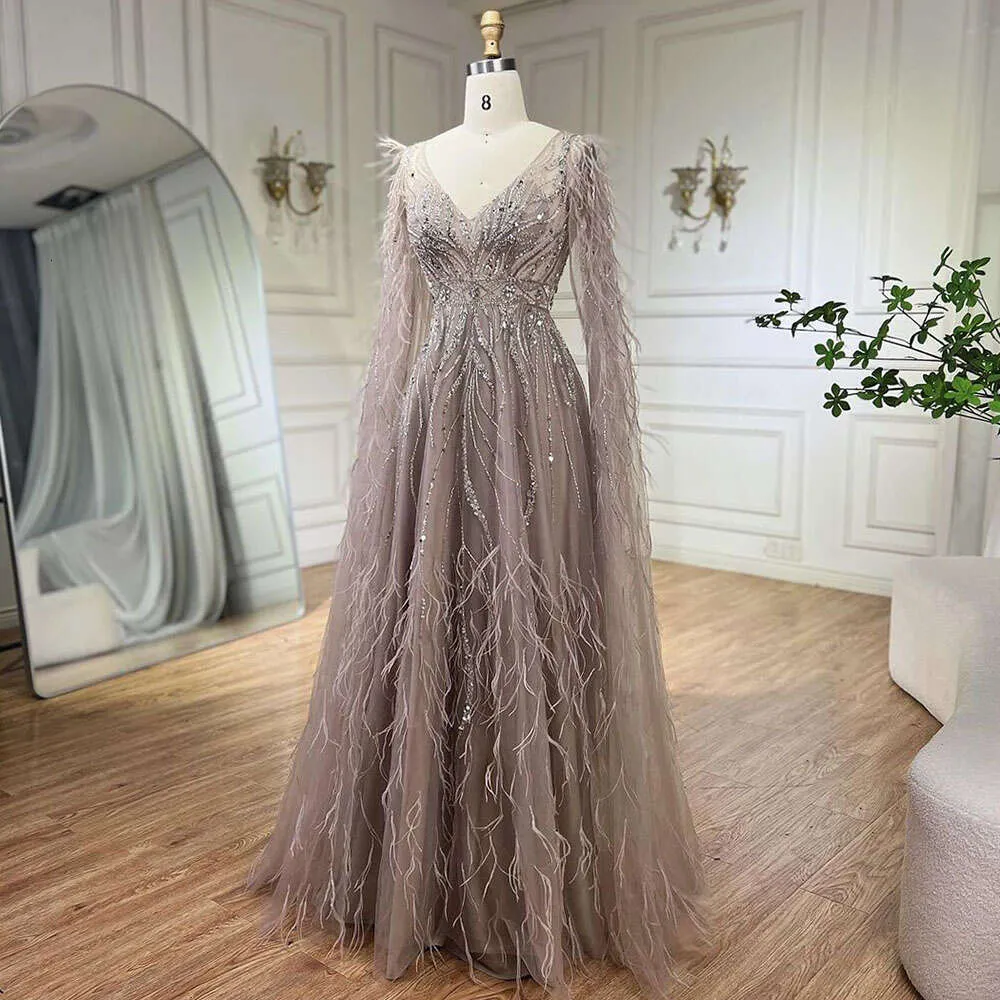 beaded party dress modest cape sleeeve round neck Lara 51045 Eve Beaded Cape Sleeve Wedding Dress – Lara New York main image 0