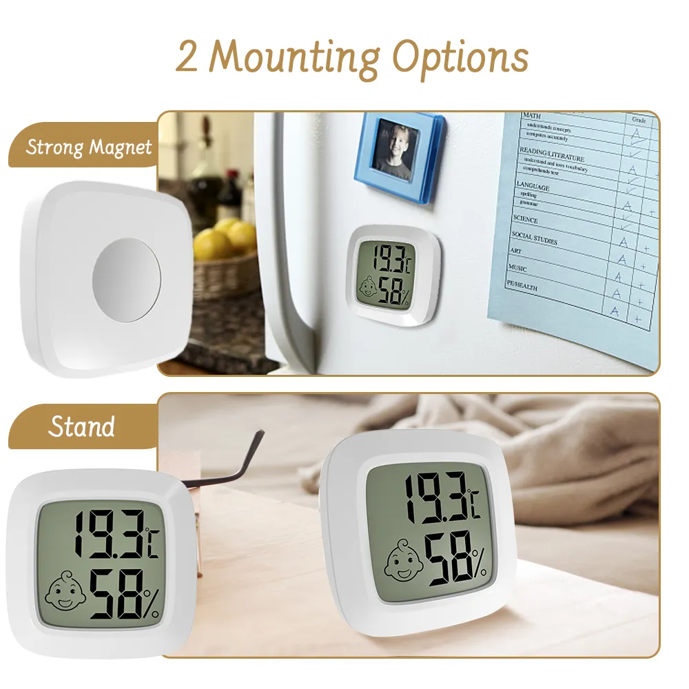 Lot De 5 Thermomètres-hygromètres Numériques Miniatures - Pour Intérieur, Pile Incluse