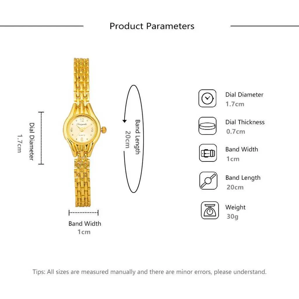 Elegant Womens Gold Watch Small Dial, Ultra Thin, Waterproof 