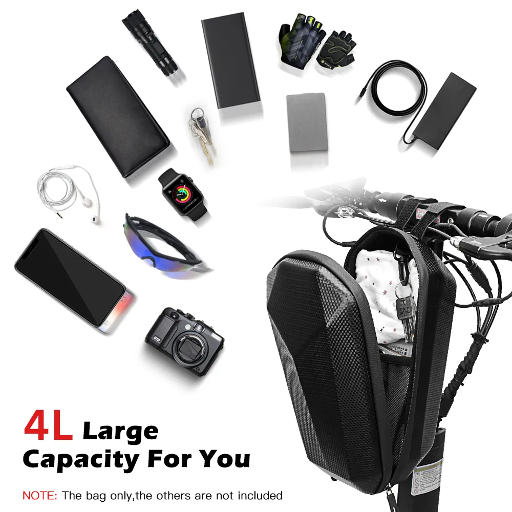 Waterproof Scooter Handlebar Bag - 1.5L/4L Hard Shell Bicycle Rack ...
