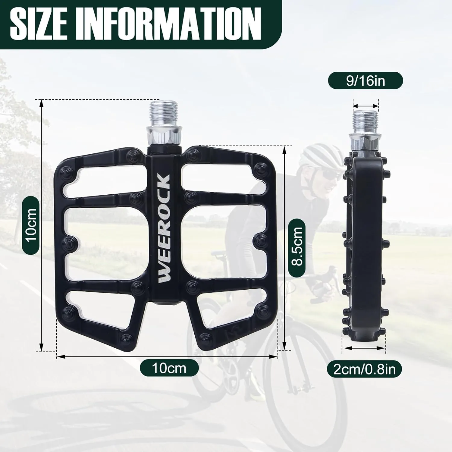 ZUKKA Black Mountain Bike Pedals Durable Aluminum MTB Pedals with DU System for BMX Mountain Biking